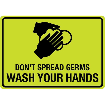 Sign, Don'T Spread Germs Wash Your Hands (W Sym), LCUV-0168ST-RD_14x10